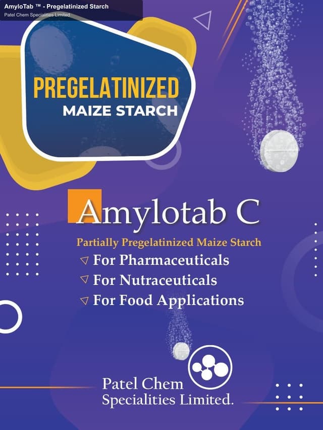 Patel Chem Specialities Limited sell "AmyloTab ™ - Pregelatinized Starch"