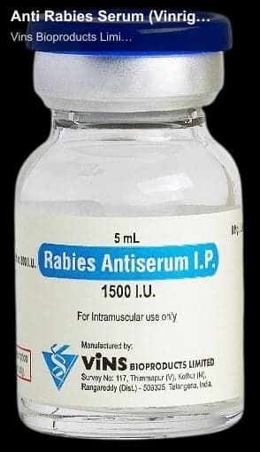 Vins Bioproducts Limited sell "Anti Rabies Serum (Vinrig - 1500 I.U) 5 Ml Liquid"