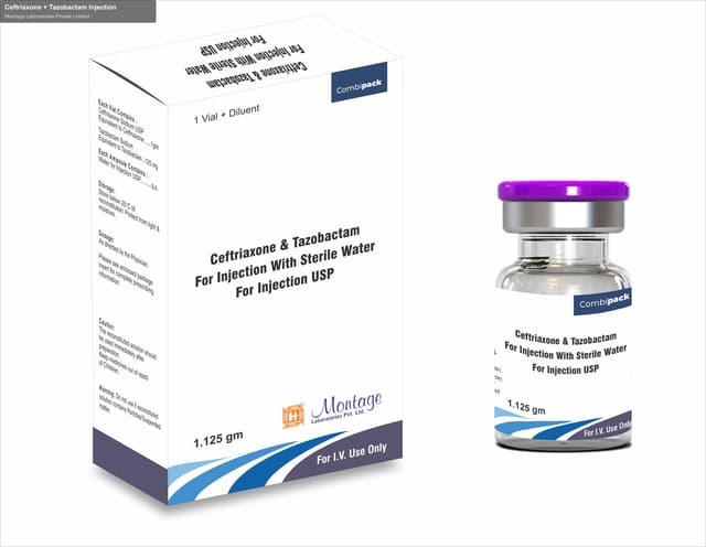 Montage Laboratories Private Limited sell "Ceftriaxone + Tazobactam Injection"