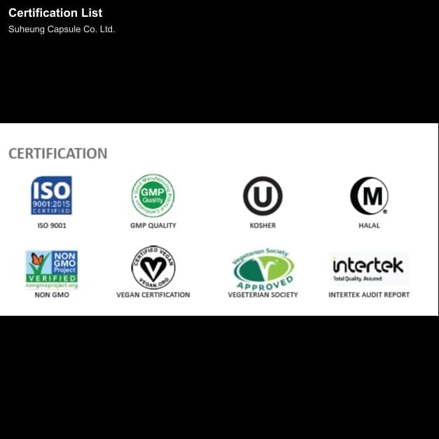 Suheung Capsule Co. Ltd. sell "Certification List"