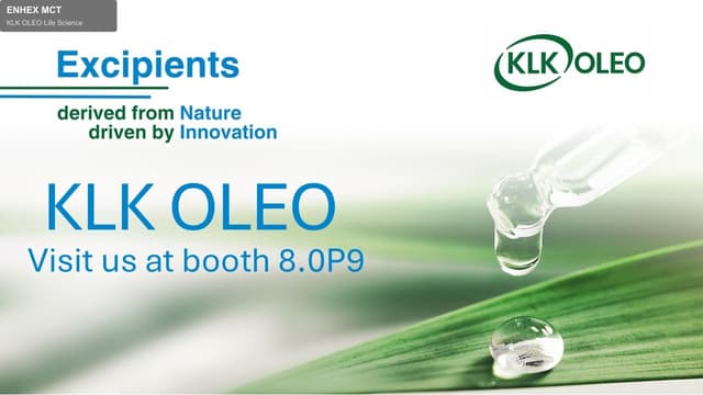 KLK OLEO Life Science sell "ENHEX MCT"