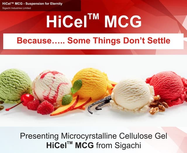 Sigachi Industries Limited sell "HiCel™ MCG - Suspension for Eternity"
