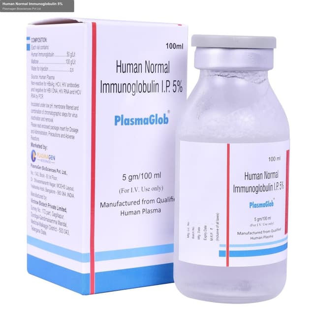 Plasmagen Biosciences Pvt Ltd sell "Human Normal Immunoglobulin 5%"