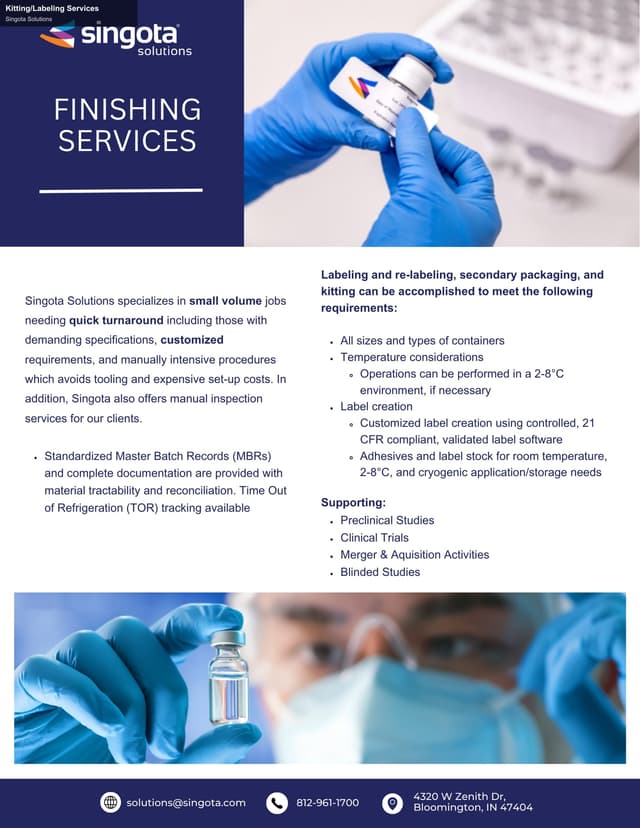 Singota Solutions sell "Kitting/Labeling Services"