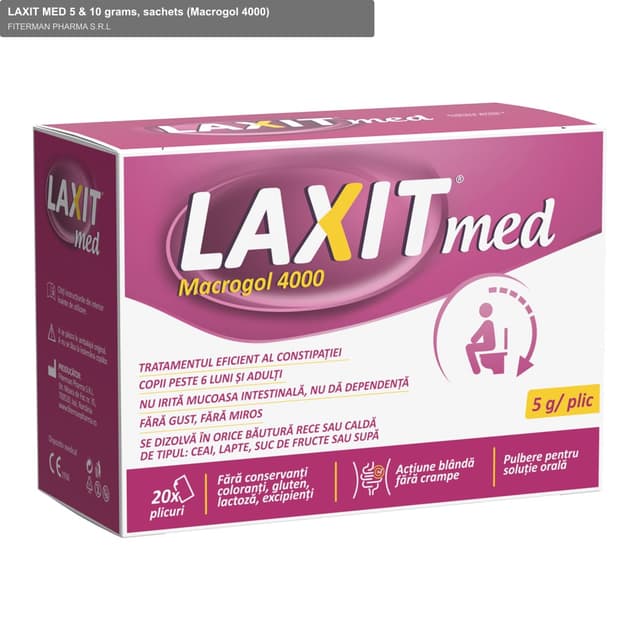 FITERMAN PHARMA S.R.L sell "LAXIT MED 5 & 10 grams, sachets (Macrogol 4000)"