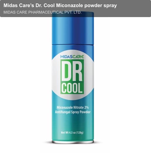 MIDAS CARE PHARMACEUTICAL PVT. LTD. sell "Midas Care’s Dr. Cool Miconazole powder spray"