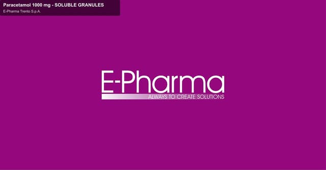 E-Pharma Trento S.p.A. sell "Paracetamol 1000 mg - SOLUBLE GRANULES"