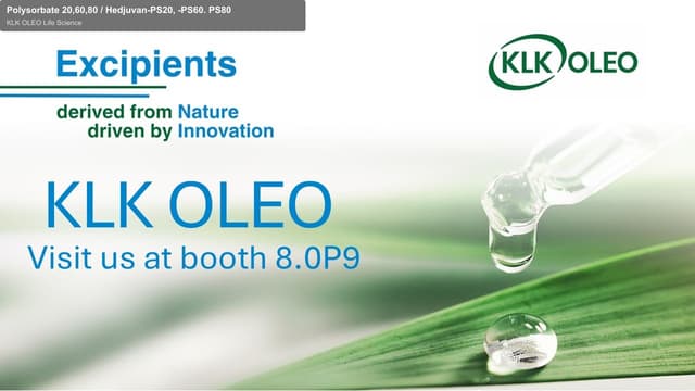 KLK OLEO Life Science sell "Polysorbate 20,60,80 / Hedjuvan-PS20, -PS60. PS80"