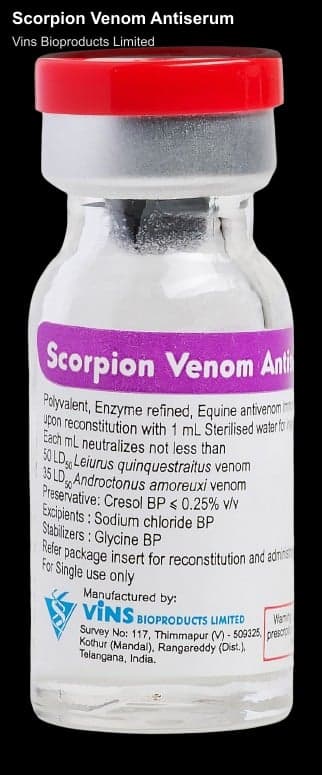 Vins Bioproducts Limited sell "Scorpion Venom Antiserum"