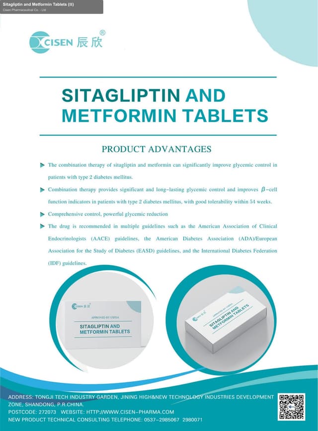 CISEN PHARMACEUTICAL CO.,LTD sell "Sitagliptin and Metformin Tablets (Ⅱ)"