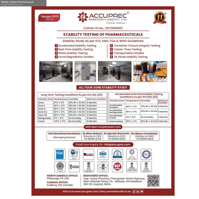 Accuprec Research Labs Pvt Ltd sell "Stability Testing of Pharmaceuticals"