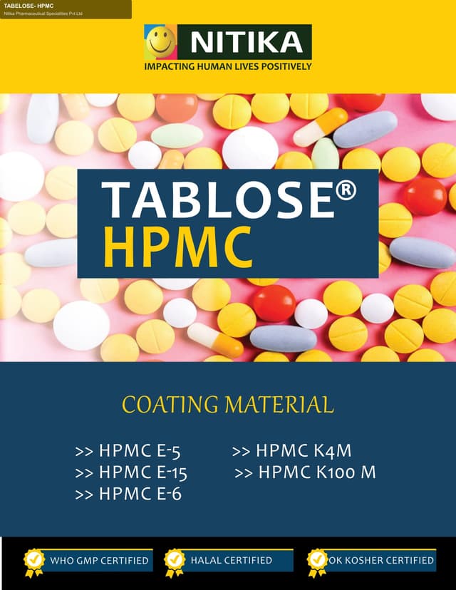 Nitika Pharmaceutical Specialities Pvt Ltd sell "TABELOSE- HPMC"