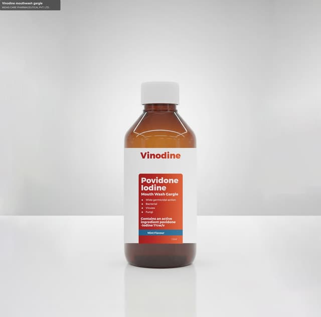 MIDAS CARE PHARMACEUTICAL PVT. LTD. sell "Vinodine mouthwash gargle"