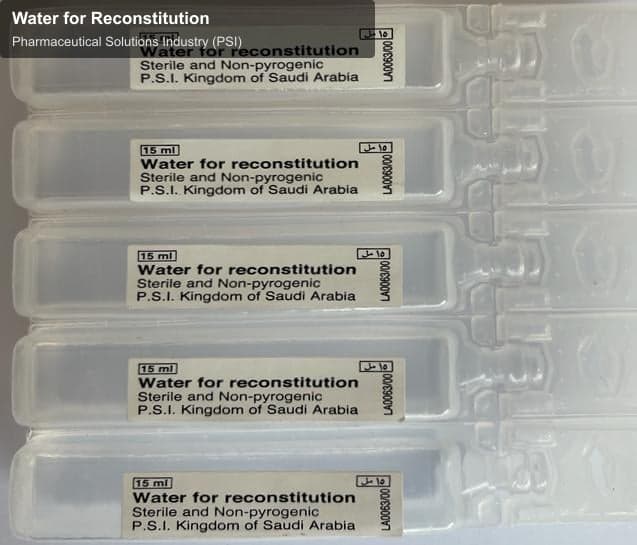 Pharmaceutical Solutions Industry (PSI) sell "Water for Reconstitution"