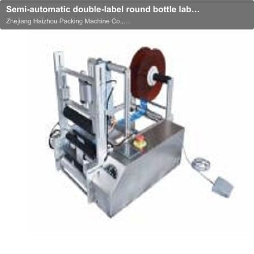Semi-automatic double-label round bottle labeling machine