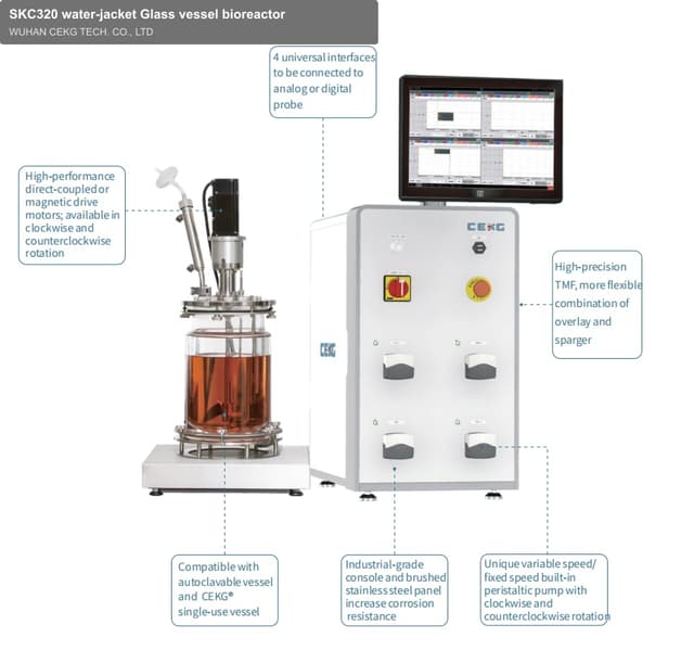 SKC320 water-jacket Glass vessel bioreactor