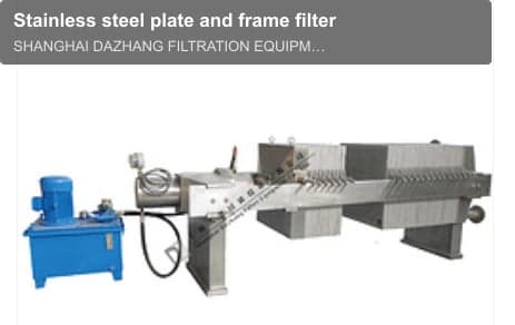 Stainless steel plate and frame filter