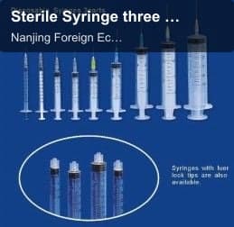 Sterile Syringe three parts ( For SINGLE USE )