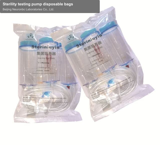 Sterility testing pump disposable bags