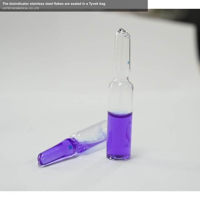 The bioindicator stainless steel flakes are sealed in a Tyvek bag