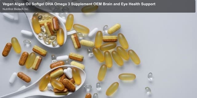 Vegan Algae Oil Softgel DHA Omega 3 Supplement OEM Brain and Eye Health Support