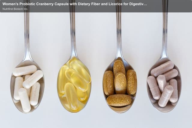 Women’s Probiotic Cranberry Capsule with Dietary Fiber and Licorice for Digestive and Urinary Health